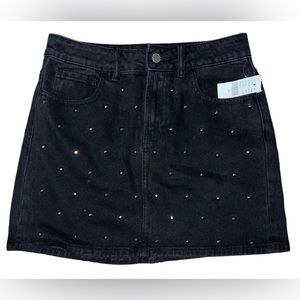 Pacusn Skirt Womens 25 Black Kendall & Kylie Jenner Mini Denim Studded NWT NEW